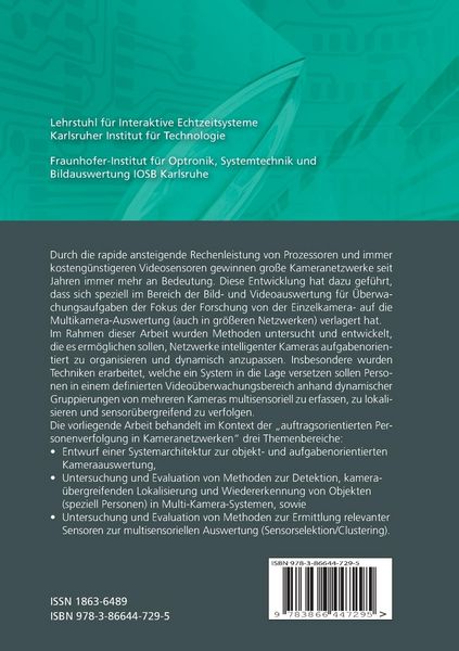 Produktbild: Dynamische Sensorselektion zur auftragsorientierten Objektverfolgung in Kameranetzwerken