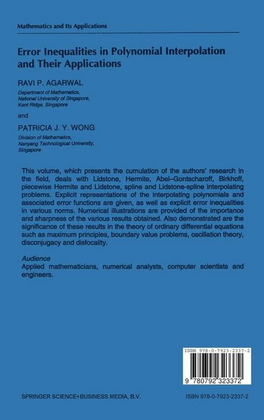 Produktbild: Error Inequalities in Polynomial Interpolation and Their Applications