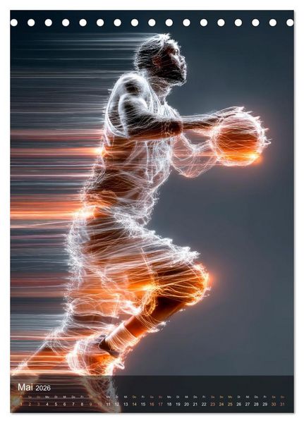 Produktbild: Basketball - Die visuelle Kraft des Sports (Tischkalender 2026 DIN A5 hoch), CALVENDO Monatskalender