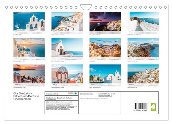 Produktbild: Oia Santorini - Bilderbuch-Dorf von Griechenland (Wandkalender 2027 DIN A4 quer), CALVENDO Monatskalender