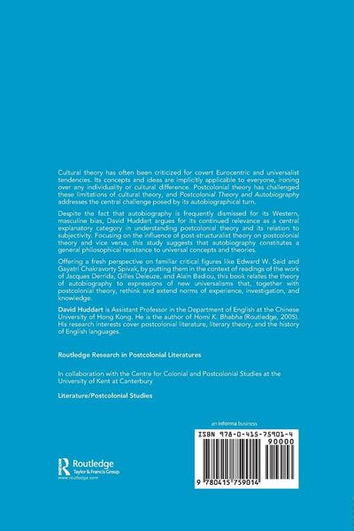 Produktbild: Postcolonial Theory and Autobiography