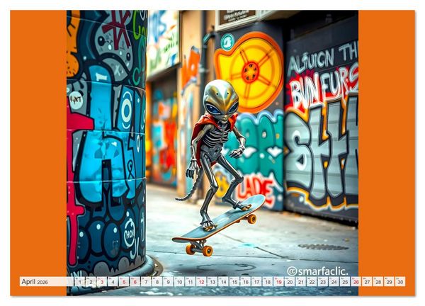 Produktbild: NEONZ - Graffiti trifft Galaxie (hochwertiger Premium Wandkalender 2026 DIN A2 quer), Kunstdruck in Hochglanz