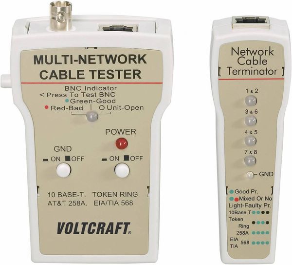 Produktbild: VOLTCRAFT Kabeltester CT-1 CT-1 Geeignet f&uuml;r RJ-45, BNC