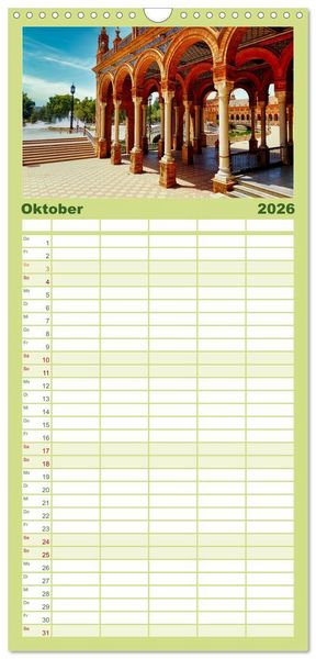 Produktbild: Familienplaner 2026 - Sevilla, eine der sch&ouml;nsten St&auml;dte der Welt mit 5 Spalten (Wandkalender, 21 x 45 cm) CALVENDO