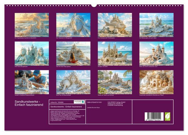 Produktbild: Sandkunstwerke - Einfach faszinierend (hochwertiger Premium Wandkalender 2026 DIN A2 quer), Kunstdruck in Hochglanz