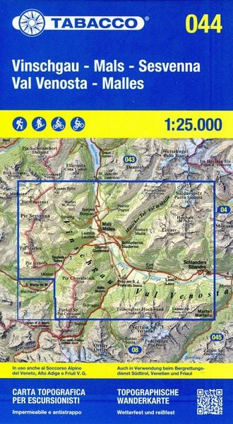 Tabacco Wandern Vinschgau-Mals-Sesvenna-Val Venosta-Malles 1:25000, Karte von , Tabacco Editrice