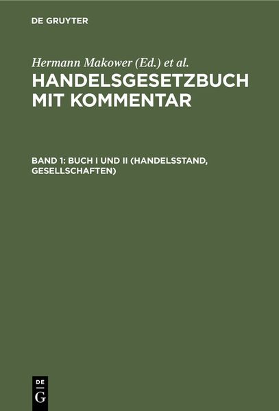 Produktbild: Handelsgesetzbuch mit Kommentar / Buch I und II (Handelsstand, Gesellschaften)