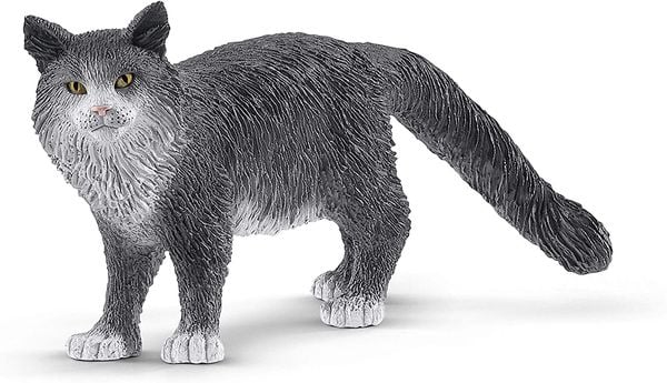schleich 13893 - Farm World, Maine-Coon-Katze, Tierfigur, Höhe: 4,1 cm