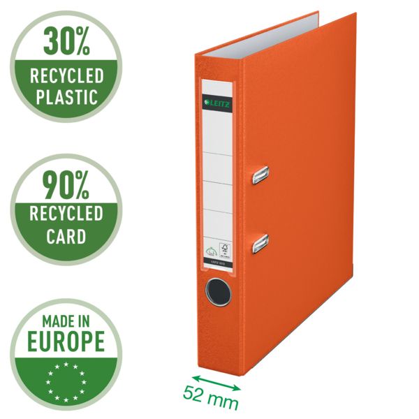 Leitz Qualitäts-Ordner 180° Plastik, aus 90% recyceltem Karton und 30% vor Gebrauch recyceltem Kunststoff