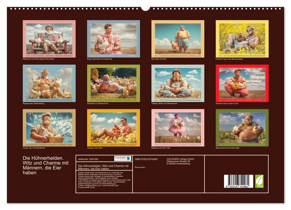 Produktbild: Die H&uuml;hnerhelden. Witz und Charme mit M&auml;nnern, die Eier haben (hochwertiger Premium Wandkalender 2026 DIN A2 quer), Kunstdruck in Hochglanz