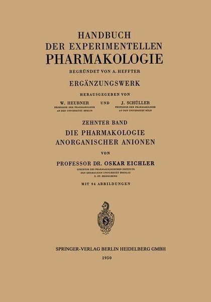 Produktbild: Die Pharmakologie Anorganischer Anionen