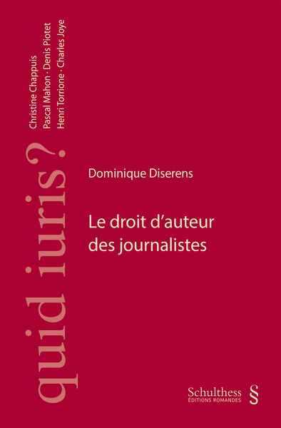 Produktbild: Le droit d'auteur des journalistes
