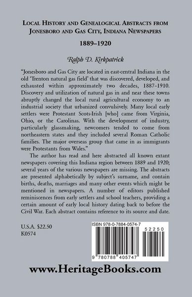 Produktbild: Local History and Genealogical Abstracts from Jonesboro and Gas City, Indiana, Newspapers, 1889-1920