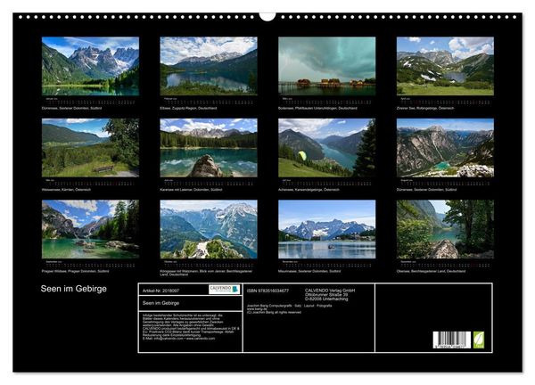 Produktbild: Seen im Gebirge (Wandkalender 2026 DIN A2 quer), CALVENDO Monatskalender