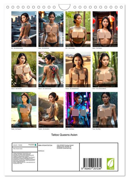 Produktbild: Tattoo Queens Asien (Wandkalender 2026 DIN A4 hoch), CALVENDO Monatskalender