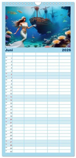Produktbild: Familienplaner 2026 - Meerjungfrauen in mystischen Unterwasserwelten mit 5 Spalten (Wandkalender, 21 x 45 cm) CALVENDO