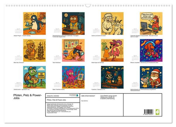 Produktbild: Pfoten, Pelz & Power-Jobs (Wandkalender 2027 DIN A2 quer), CALVENDO Monatskalender