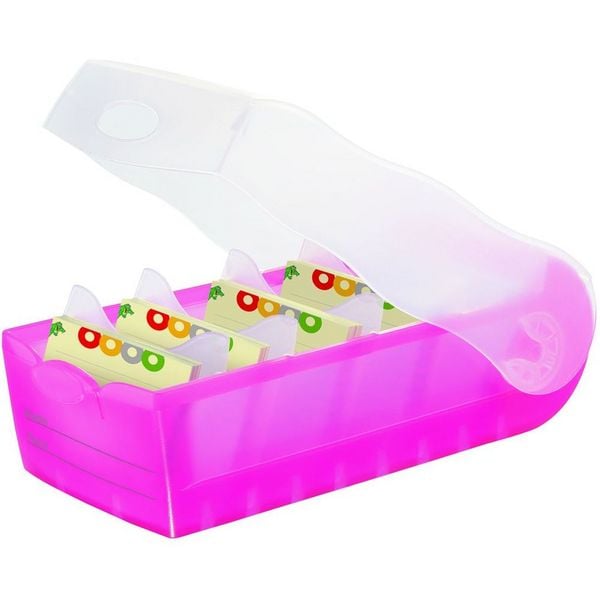 HAN Karteibox Croco gefüllt transluzent/pink DIN A8
