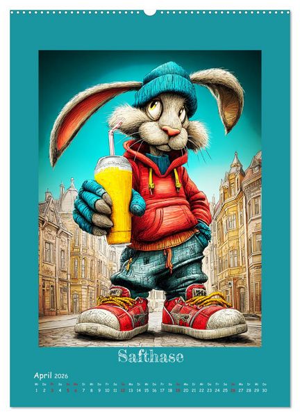 Produktbild: Urban Rabbits. Coole Stadthasen mit Charakter (hochwertiger Premium Wandkalender 2026 DIN A2 hoch), Kunstdruck in Hochglanz
