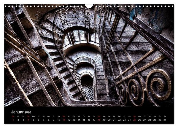 Produktbild: Verlassene Orte - Die sch&ouml;nsten Treppenh&auml;user (Wandkalender 2026 DIN A3 quer), CALVENDO Monatskalender
