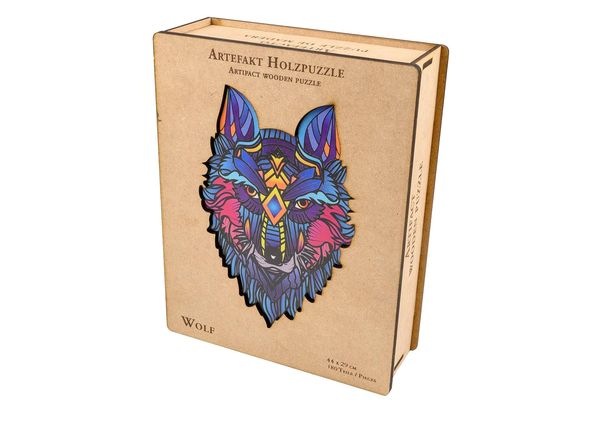 Produktbild: Artefakt Holzpuzzle 2 in 1 Wolf, 180 Teile, in Holzbox