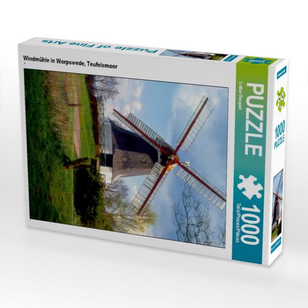 CALVENDO Puzzle Windmühle in Worpswede, Teufelsmoor | 1000 Teile Lege-Größe 64x48cm Foto-Puzzle für glückliche Stunden