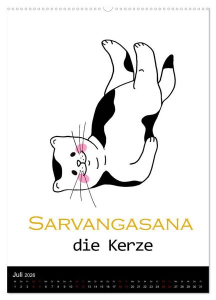 Produktbild: Yogakatzen - ganz entspannt im Hier und Jetzt (hochwertiger Premium Wandkalender 2026 DIN A2 hoch), Kunstdruck in Hochglanz