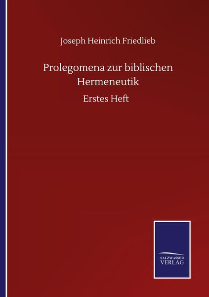 Produktbild: Prolegomena zur biblischen Hermeneutik