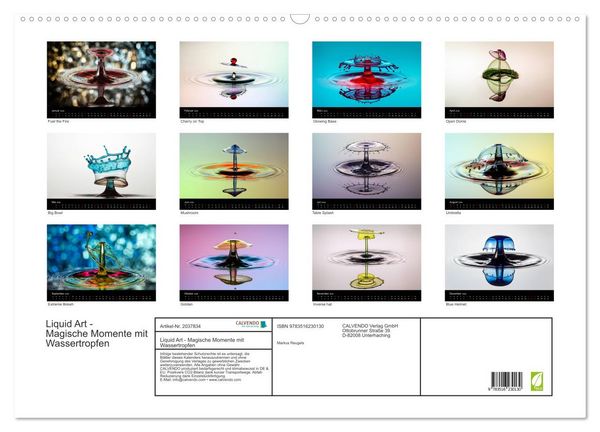 Produktbild: Liquid Art - Magische Momente mit Wassertropfen (Wandkalender 2026 DIN A2 quer), CALVENDO Monatskalender