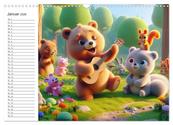 Produktbild: Musikalische Waldtiere (Wandkalender 2026 DIN A3 quer), CALVENDO Monatskalender