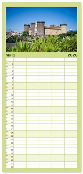Produktbild: Familienplaner 2026 - Wundersch&ouml;nes Neapel - Bella Napoli mit 5 Spalten (Wandkalender, 21 x 45 cm) CALVENDO