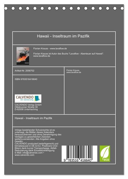 Produktbild: Hawaii - Inseltraum im Pazifik (Tischkalender 2026 DIN A5 hoch), CALVENDO Monatskalender
