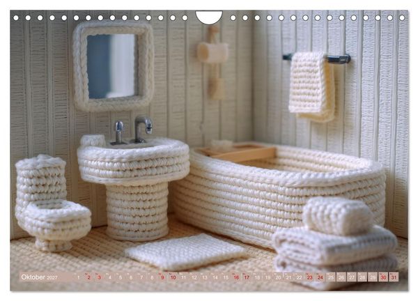 Produktbild: Amigurumi Wohnwelten. Textiles Interior Design mit Charme (Wandkalender 2027 DIN A4 quer), CALVENDO Monatskalender