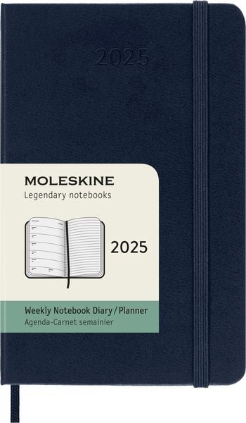 Moleskine 12 Monate Wochen Notizkalender 2025, Pocket/A6, Fester Einband, Saphir