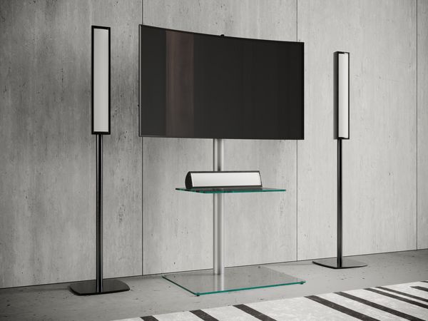 Produktbild: TV Standfu&szlig; Alu Glas Fernseh St&auml;nder Fu&szlig; Alani