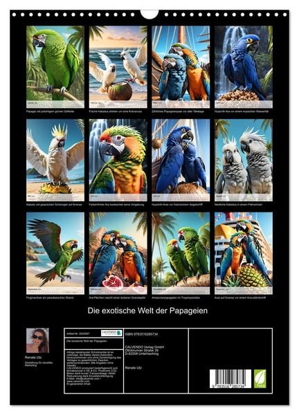 Produktbild: Die exotische Welt der Papageien (Wandkalender 2026 DIN A3 hoch), CALVENDO Monatskalender