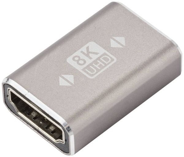 Produktbild: SpeaKa Professional SP-11301992 HDMI Adapter [1x HDMI-Buchse - 1x HDMI-Buchse] Grau UHD 8K @ 60 Hz, UHD 4K @ 120 Hz Aluminium-Stecker