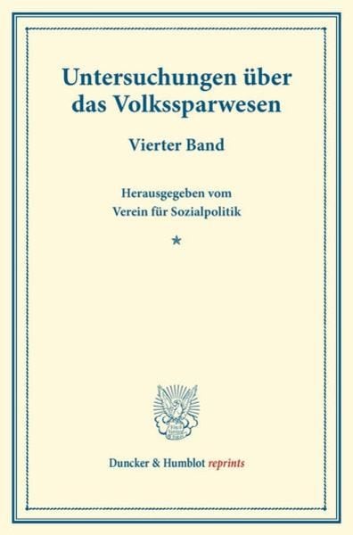Untersuchungen über das Volkssparwesen., Taschenbuch von , Duncker & Humblot, 9783428174232