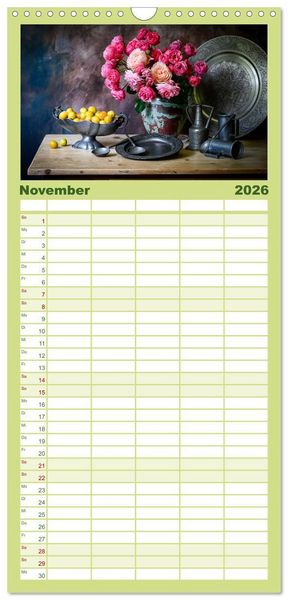 Produktbild: Familienplaner 2026 - Stillleben Alte Meister mit 5 Spalten (Wandkalender, 21 x 45 cm) CALVENDO