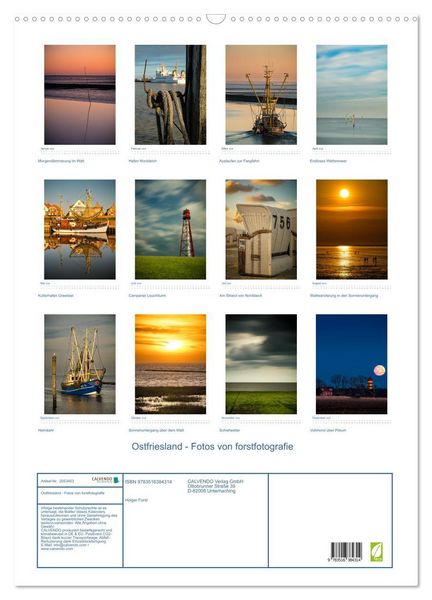 Produktbild: Ostfriesland - Fotos von forstfotografie (Wandkalender 2026 DIN A2 hoch), CALVENDO Monatskalender