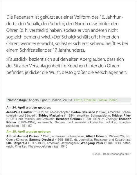 Produktbild: Duden Das Salz in der (Buchstaben-)Suppe Tagesabrei&szlig;kalender 2027 - Redewendungen und ihre Bedeutung