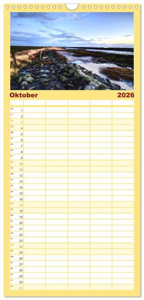 Produktbild: Familienplaner 2026 - Nordseebad Wremen - Strandimpressionen mit 5 Spalten (Wandkalender, 21 x 45 cm) CALVENDO