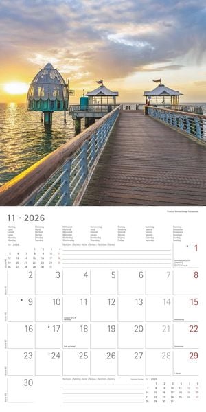 Produktbild: Seeblick 2026 - Broschürenkalender 30x30 cm (30x60 geöffnet) - Kalender mit Platz für Notizen - Sea View - Bildkalender - Wandplaner - Wandkalender