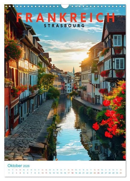 Produktbild: Frankreich - Old School Poster Style (Wandkalender 2026 DIN A3 hoch), CALVENDO Monatskalender