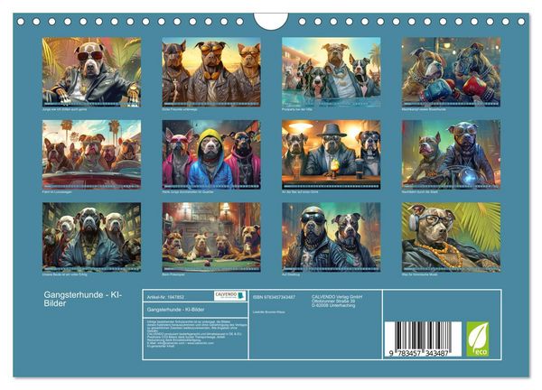 Produktbild: Gangsterhunde - KI-Bilder (Wandkalender 2026 DIN A4 quer), CALVENDO Monatskalender