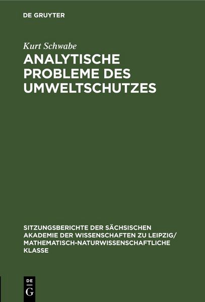 Produktbild: Analytische Probleme des Umweltschutzes