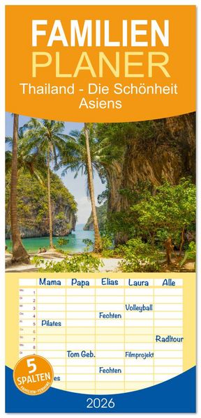 Produktbild: Familienplaner 2026 - Thailand - Die Sch&ouml;nheit Asiens mit 5 Spalten (Wandkalender, 21 x 45 cm) CALVENDO