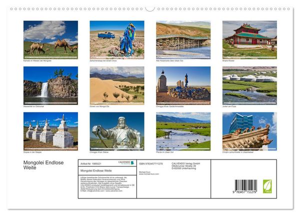 Produktbild: Mongolei Endlose Weite (hochwertiger Premium Wandkalender 2026 DIN A2 quer), Kunstdruck in Hochglanz