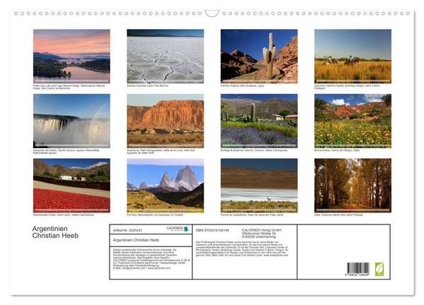 Produktbild: Argentinien Christian Heeb (Wandkalender 2026 DIN A2 quer), CALVENDO Monatskalender