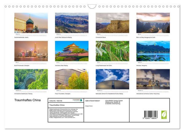 Produktbild: Traumhaftes China (Wandkalender 2026 DIN A3 quer), CALVENDO Monatskalender